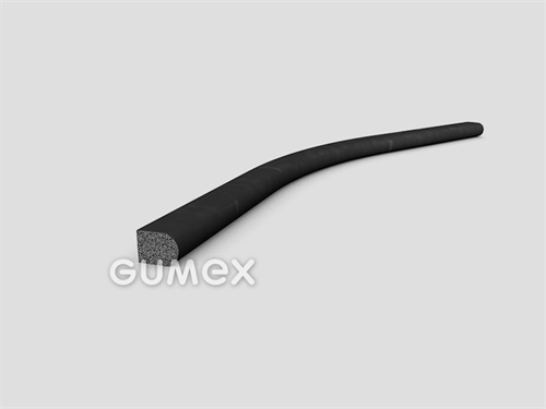 Mikroporézny profil tvaru "D", 6x8/R3mm, 2-prúd, hustota 500kg/m3, EPDM, -30°C/+80°C, čierny